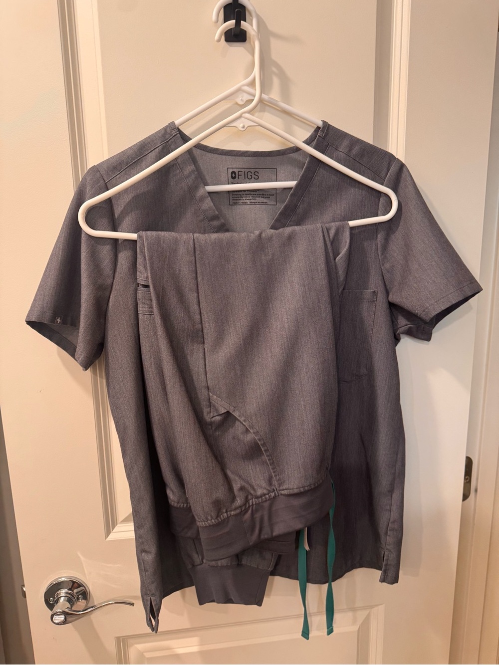 Figs Heathered Light Gray Technical Scrub Top and Pants